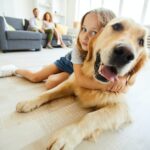 Giving hug to pet